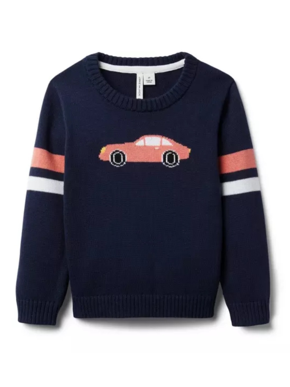 JANIE AND JACK Striped Sleeve Car Sweater, 100% Cotton